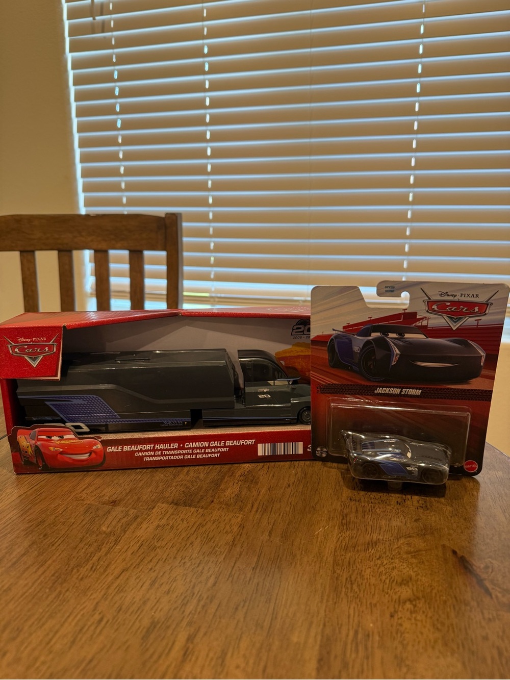 NWT Disney Pixar Cars Jackson Storm & Gale Beaufort Hauler Toy Set